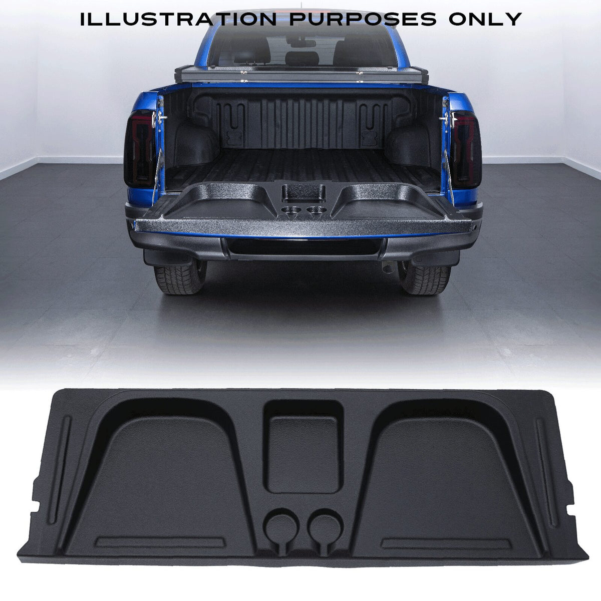 Black Tailgate Seat With Cup Holders for Ford Ranger T6 T7 T8 11-22