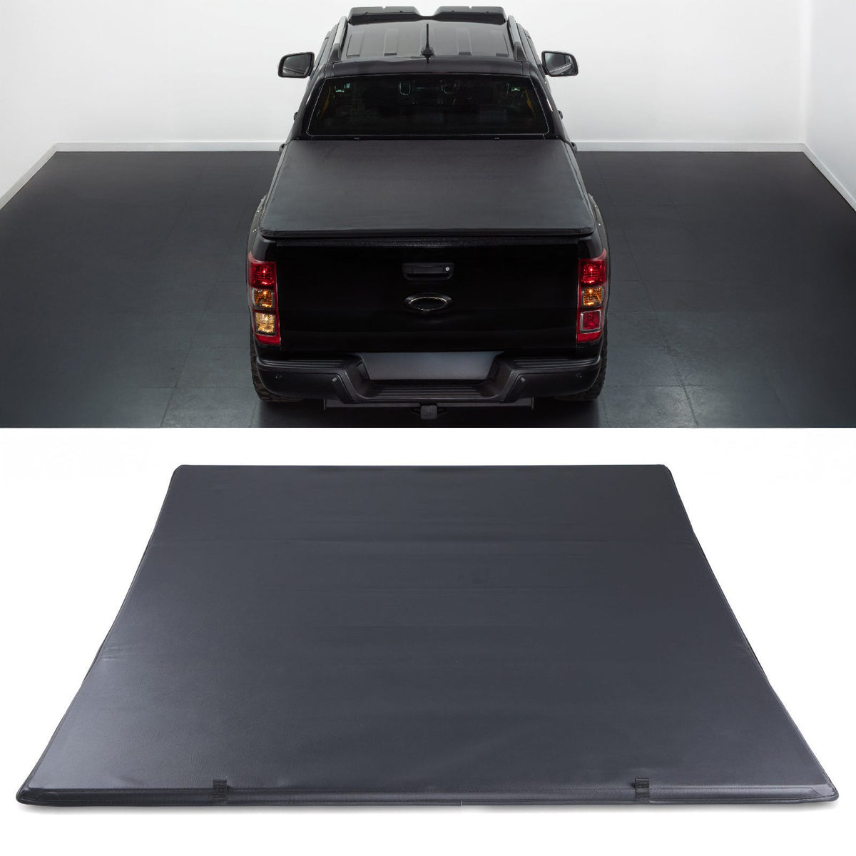 Black Tri-Fold Soft Tonneau Cover for Ford Ranger T6 T7 T8 11-22
