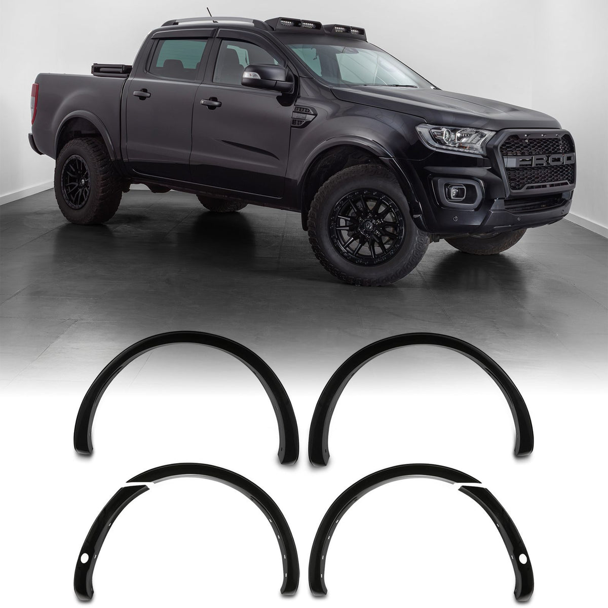 50mm Gloss Black Wheel Arches With Sensor Holes for Ford Ranger T8 18-21