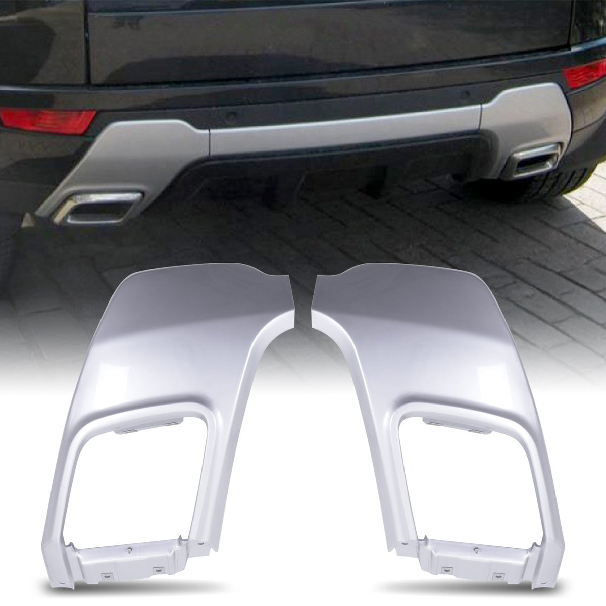 Silver Exhaust Rear Bumper Trims for Range Rover Evoque L538 10-17
