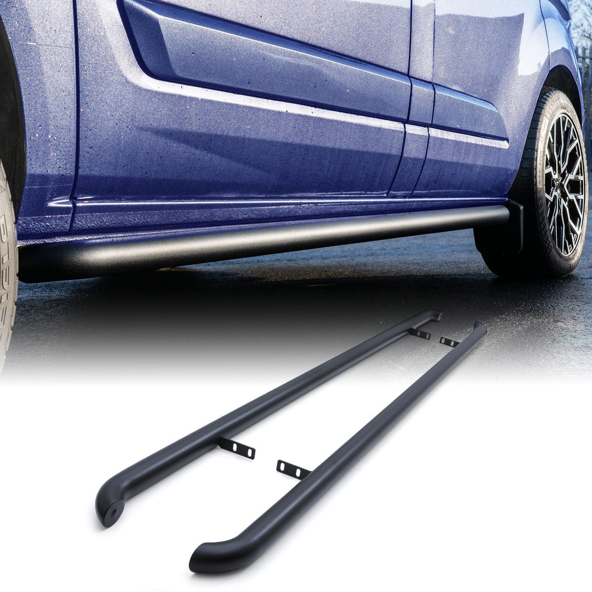 Matte Black 2.4" Side Bars for Ford Transit Custom SWB MK2 2023+