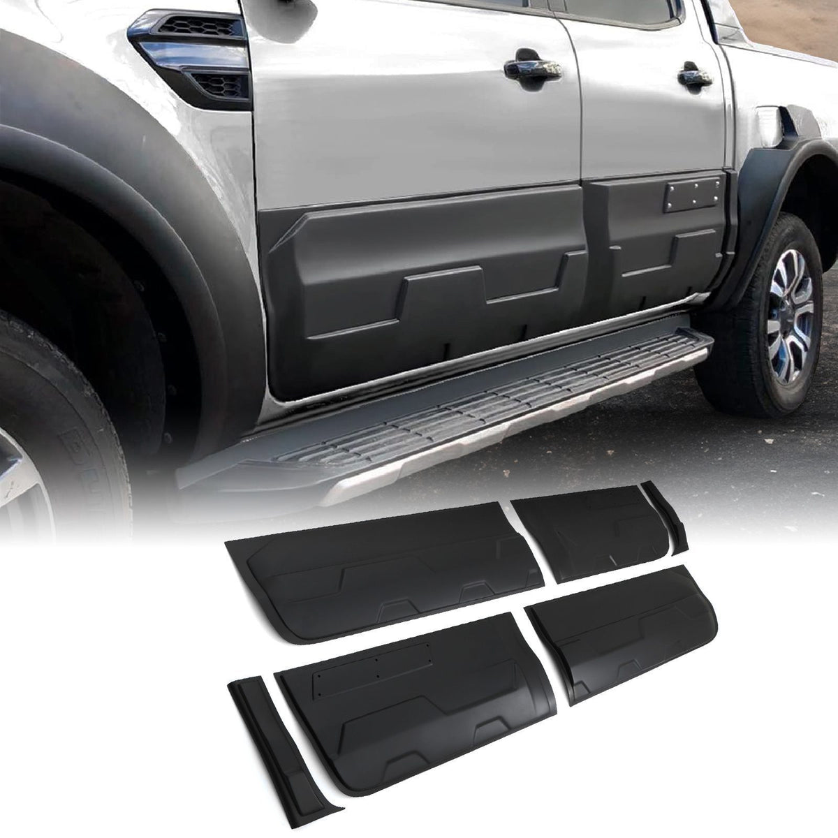 Large Matte Black Body Cladding Kit for Ford Ranger T6 T7 T8 12-21