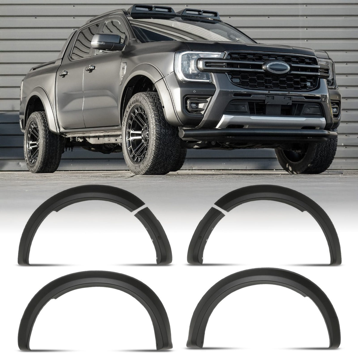 90mm Matte Black Wheel Arches With Sensor Holes for Ford Ranger T9 Wildtrak 2023+