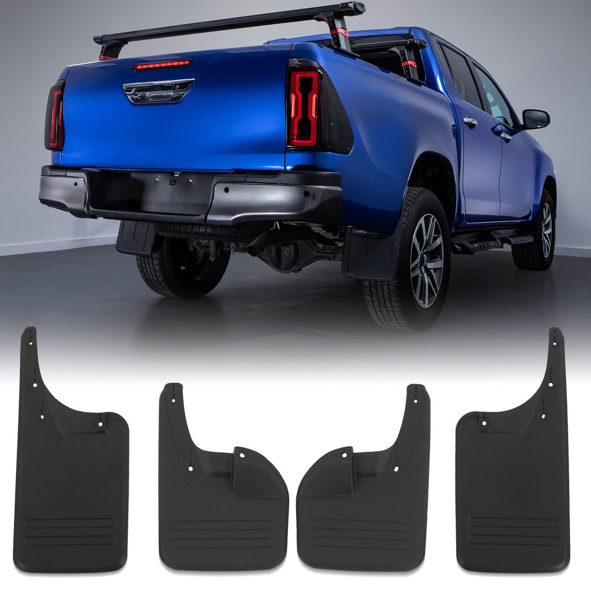 TRD Style Black Mud Guard Flaps for Toyota Hilux Revo MK8 15-21