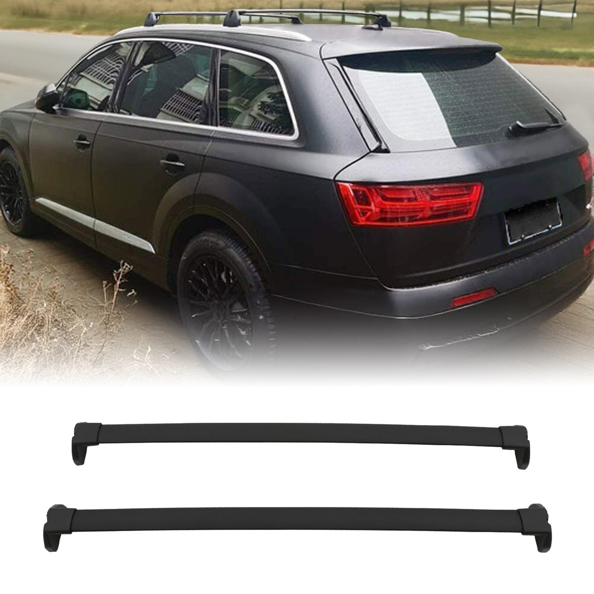 Black Roof Rack Cross Bars for Audi Q7 4M 2016+