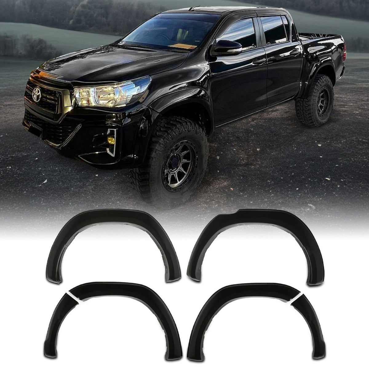 Gloss Black TRD Look Wheel Arches for Toyota Hilux Rocco 18-20