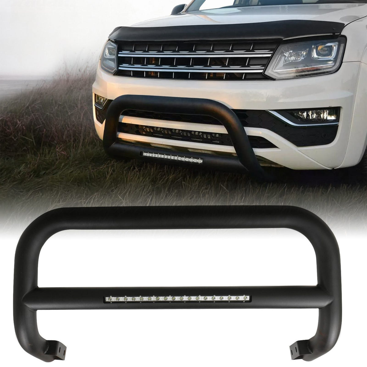 Black LED Bull Bar for VW Amarok 2010-2020
