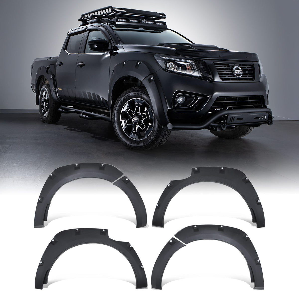 Matte Black Wheel Arches for Nissan Navara D23 NP300 15-21 AdBlue