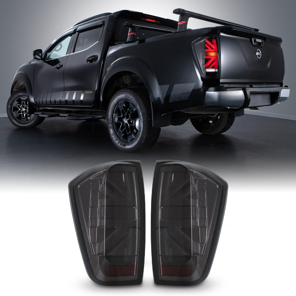 Rear LED Tail Lights Union Jack Style for Nissan Navara NP300 D23 2015-2021