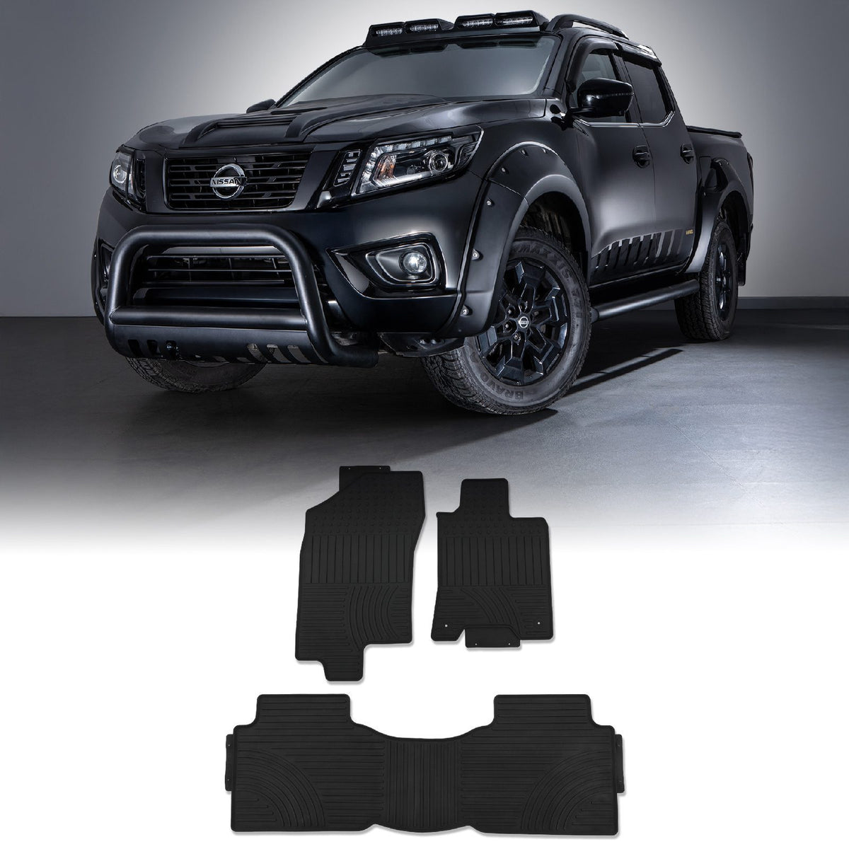 Black Rubber Car Mats for Nissan Navara D23 NP300 15-21