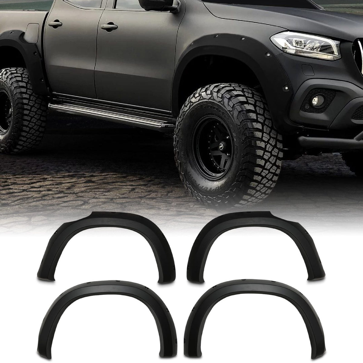 Matte Black Wheel Arches Bolt On Look for Mercedes X-Class Adblue 18-20