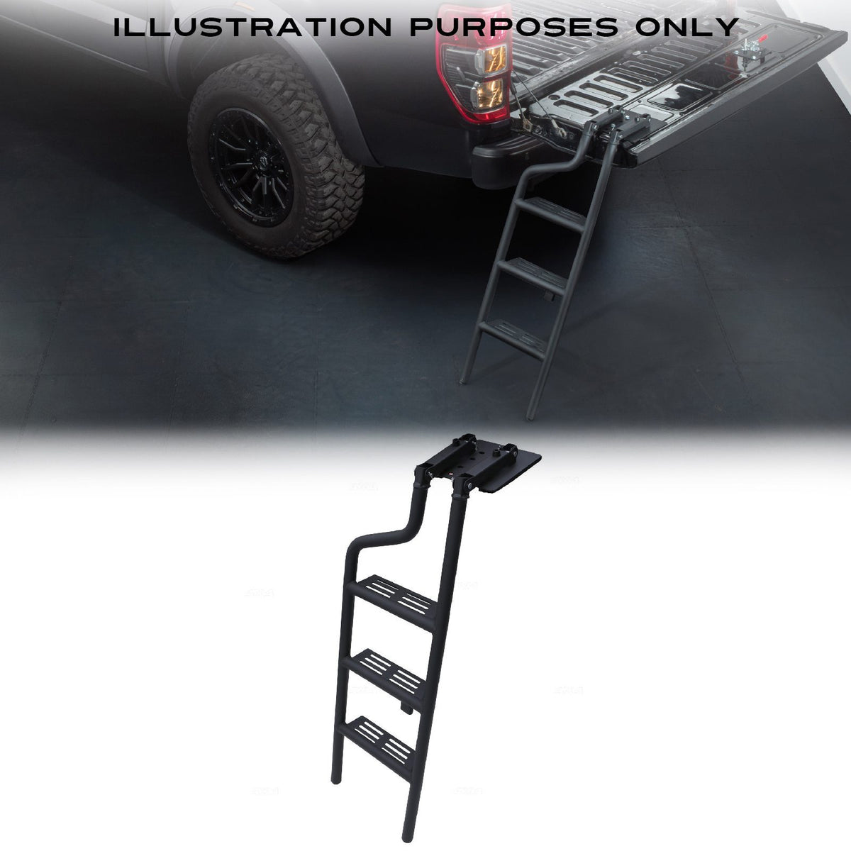Black Rear Tailgate Folding Ladder for Isuzu D-Max RT RG 2002+