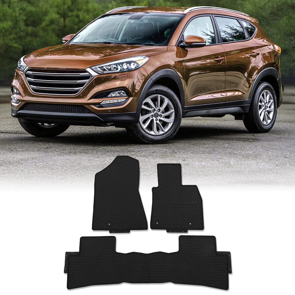 Black Rubber Floor Mats for Hyundai Tucson TL 15-18