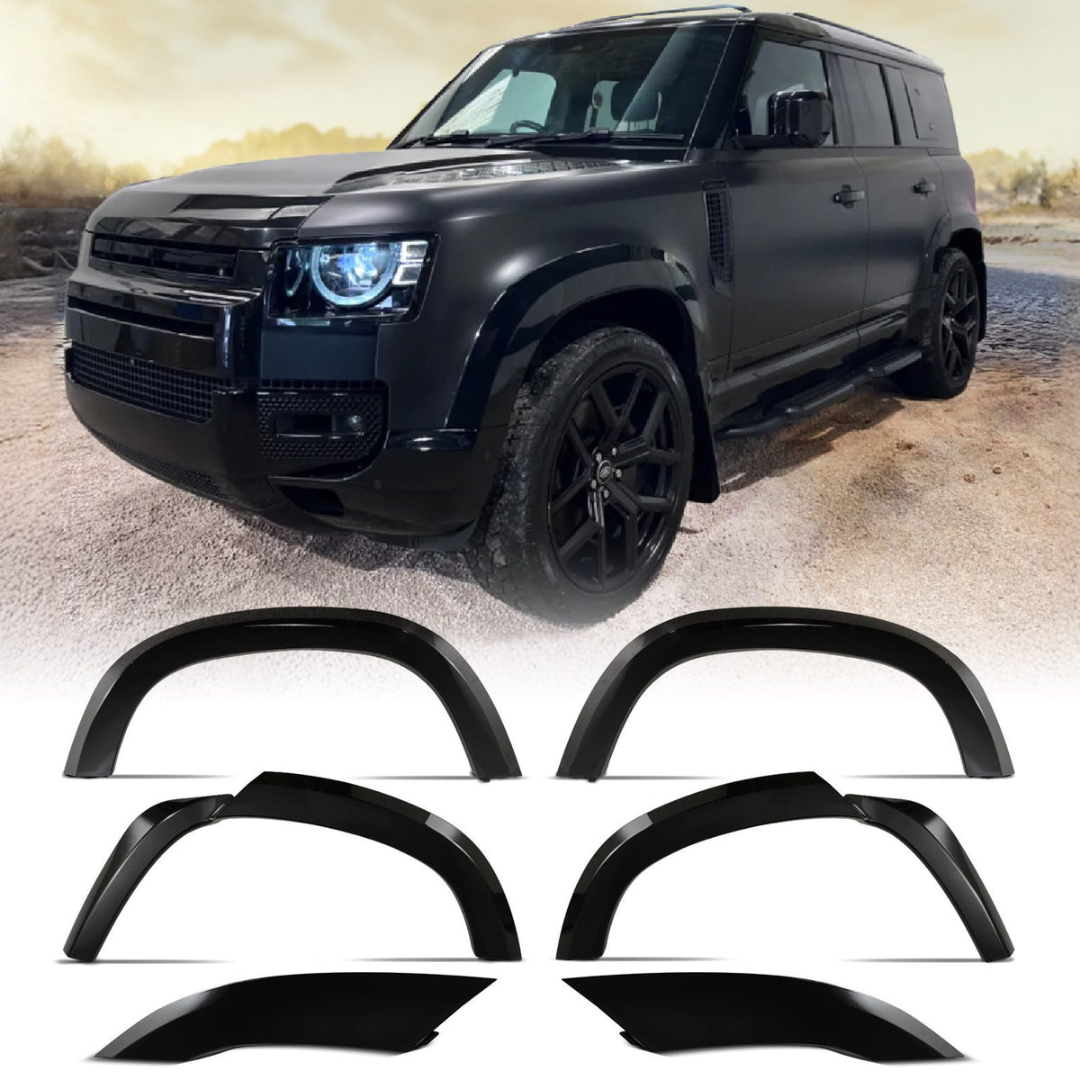 Gloss Black Wide Wheel Arches for Land Rover Defender 110 L663 2020+