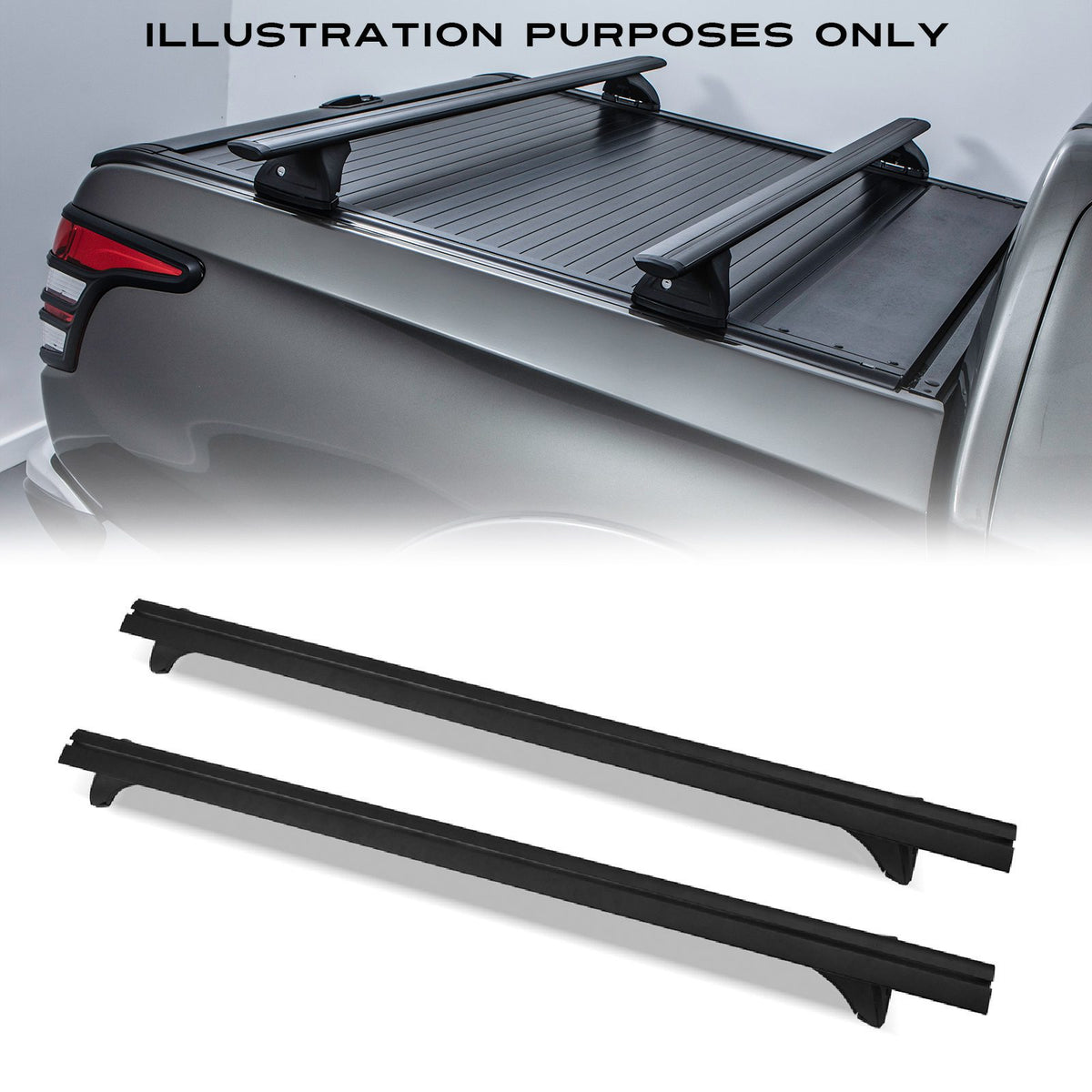 Black Universal Truck Bed Rail Cross Bars