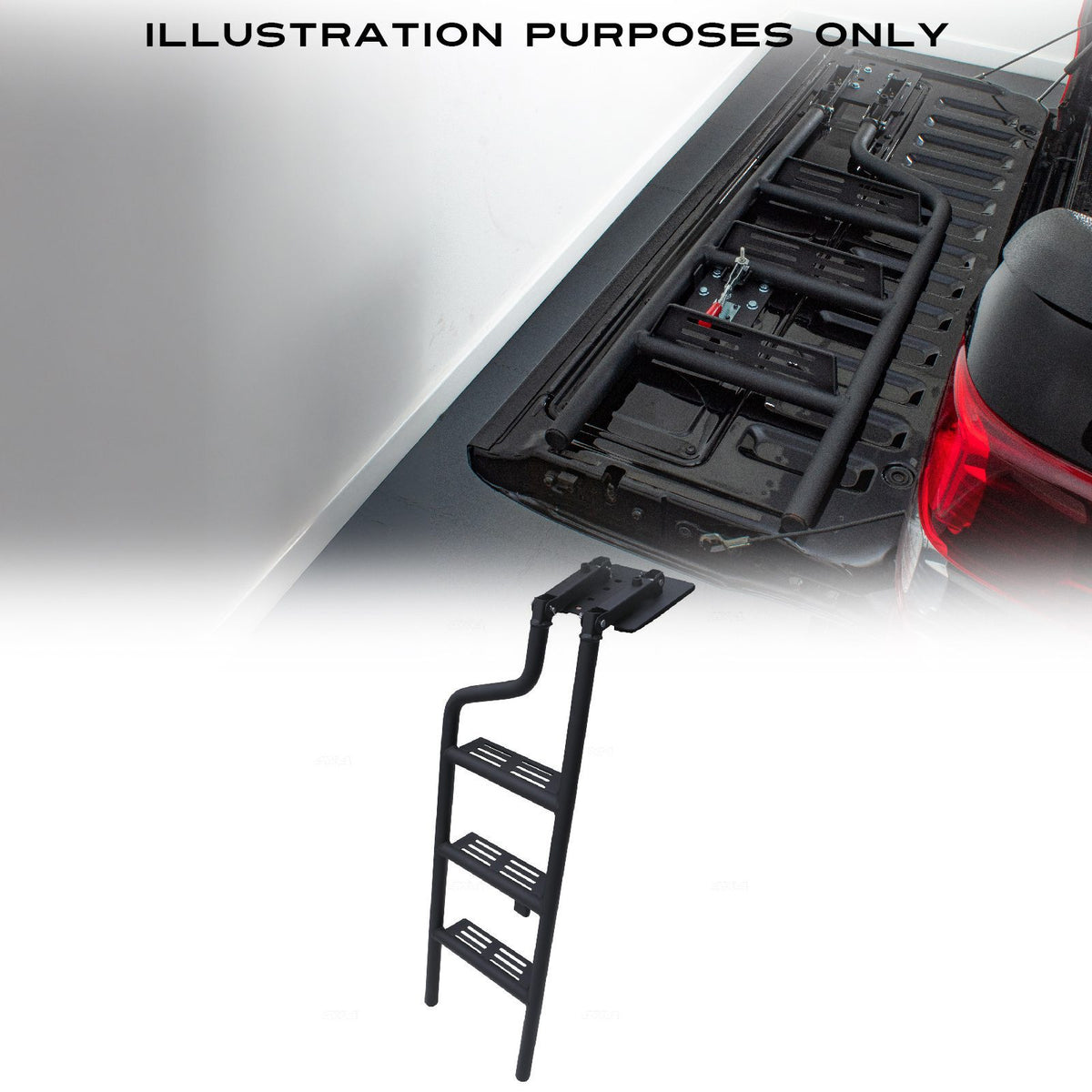 Universal Black Rear Tailgate Folding Ladder