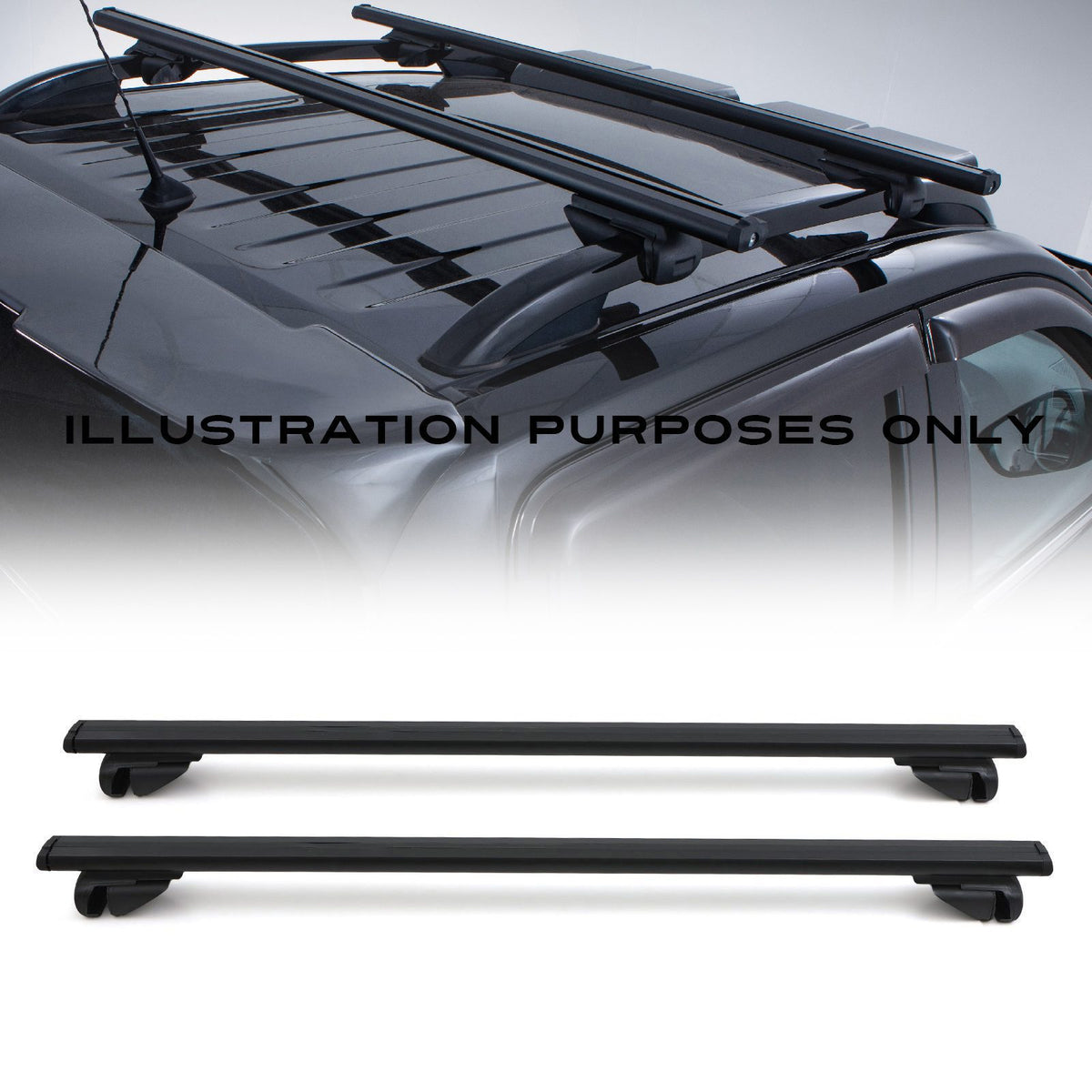 Black Lockable Cross Bars for VW Amarok MK1 & MK2 2010+