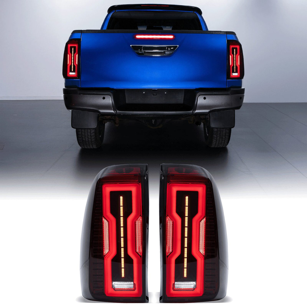 Rear LED Smoked Tail Lights for Toyota Hilux Revo MK8 15-21
