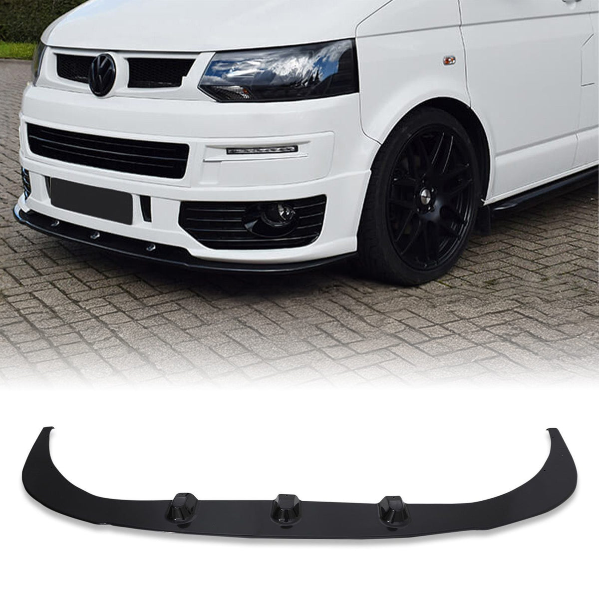 Sportline Style Front Lip - Gloss Black for VW Transporter T5.1 10-15