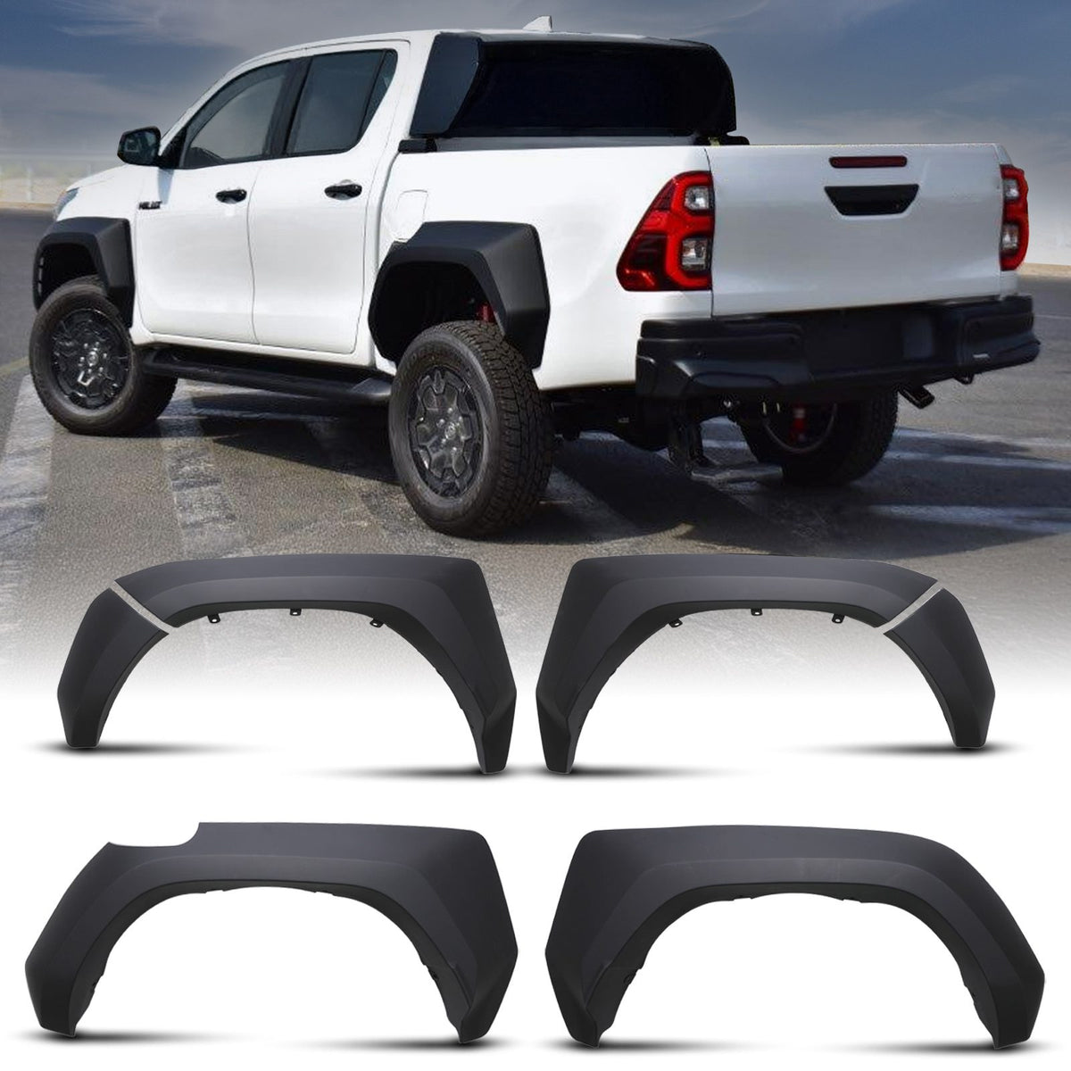 GR Style Black Wheel Arches Kit for Toyota Hilux Revo MK9 2021+