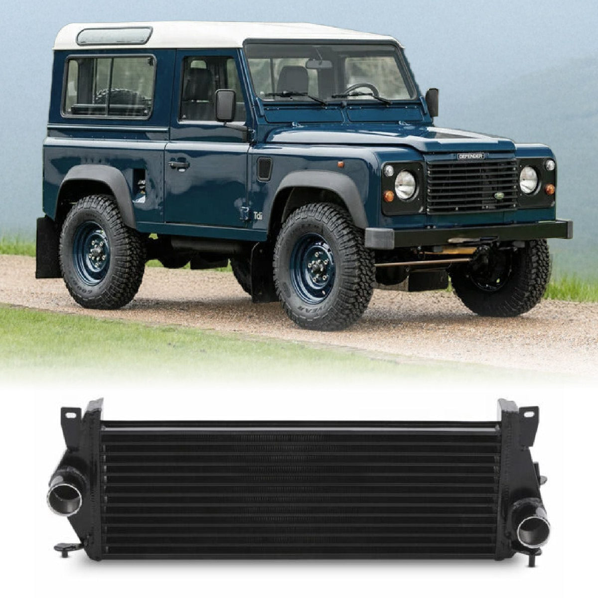 Black Front Mount Intercooler Core for Land Rover Defender TD5 2.5 TD 98+