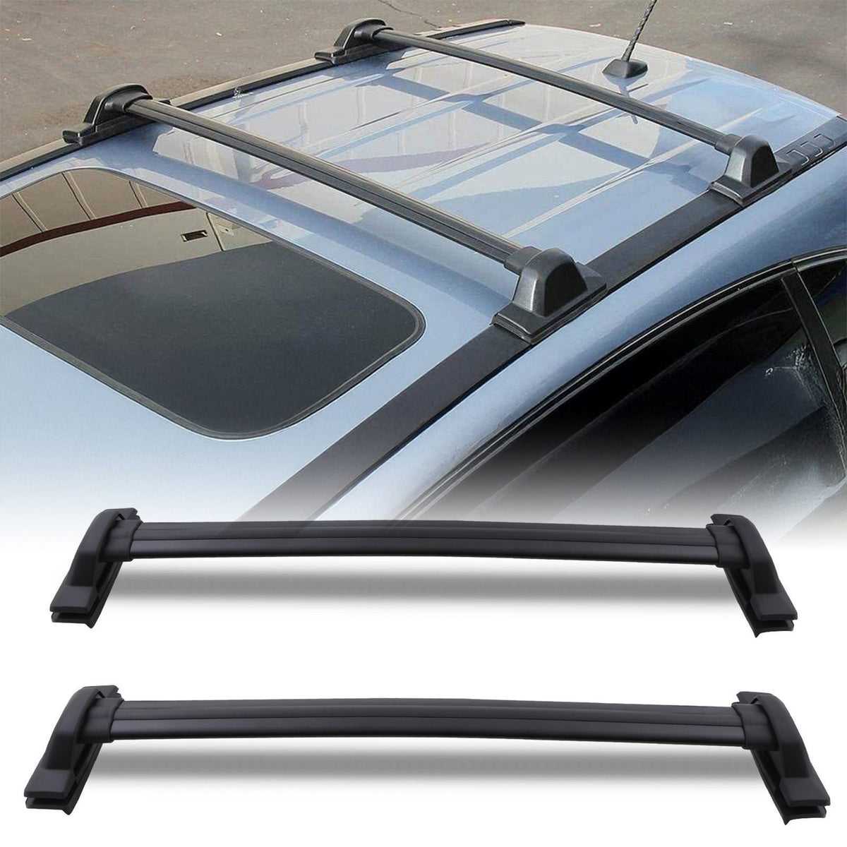 Full Length Black Roof Cross Bars for Honda CRV MK3 07-11