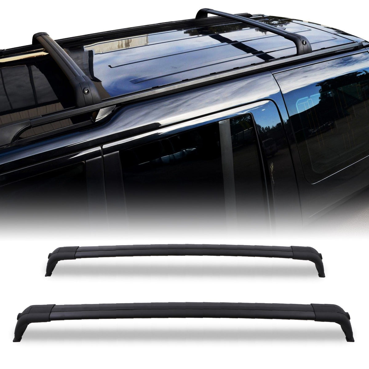 Black Locking Roof Cross Bars for Land Rover Discovery 3 / 4 2004-2016