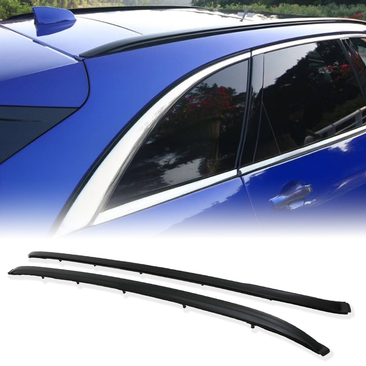 Full Length Black Roof Rails for Jaguar F-Pace X761 16-20