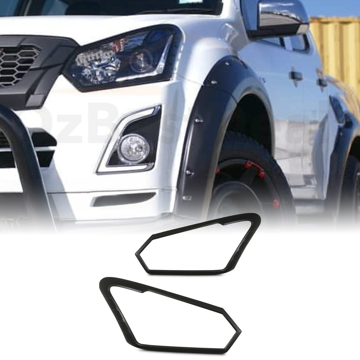 Black Headlight Covers With D-Max Logo for Isuzu D-Max MK2 RT 17-19