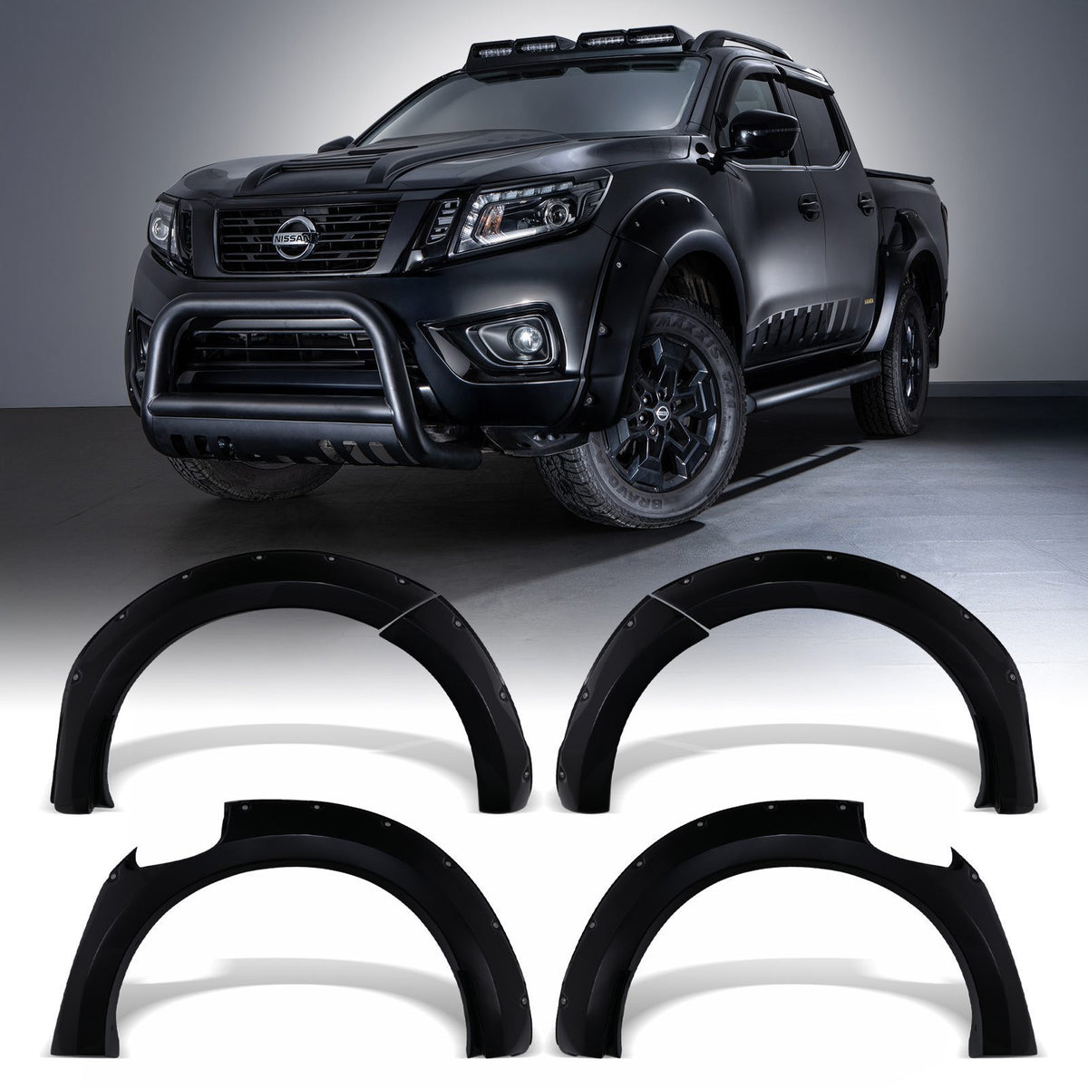Gloss Black 9" Wheel Arches for Nissan Navara D23 NP300 14-21
