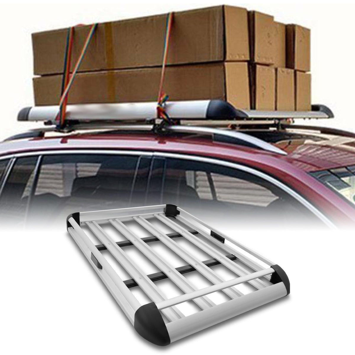Universal 140cm x 100cm Silver Roof Box Carrier Rack