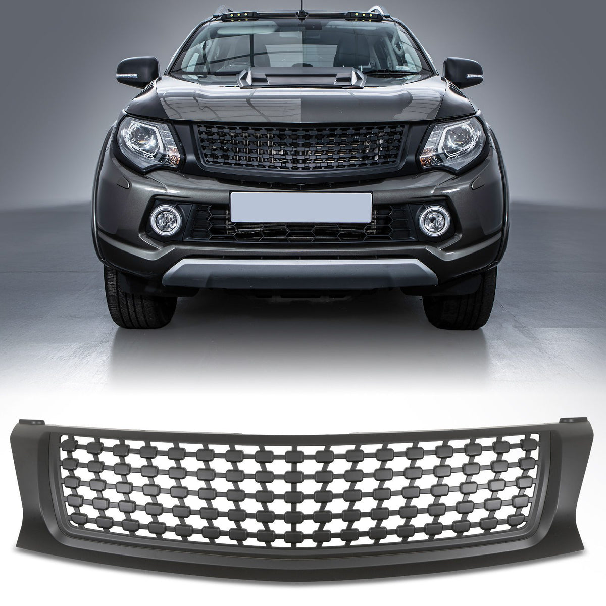 Badgeless Black Grille for Mitsubishi L200 Triton Series 5 15-18