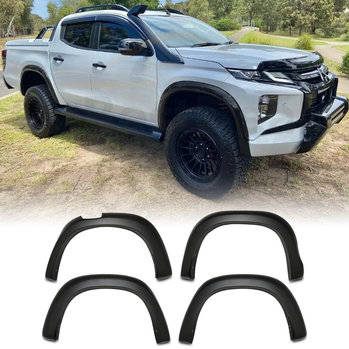 Matte Black Wheel Arch Fender Flares for Mitsubishi L200 Series 6 19-23