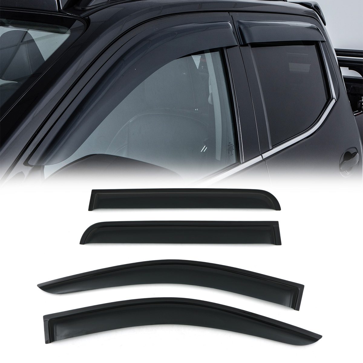 Black Wind Deflectors for Nissan Navara D23 NP300 2014-2021