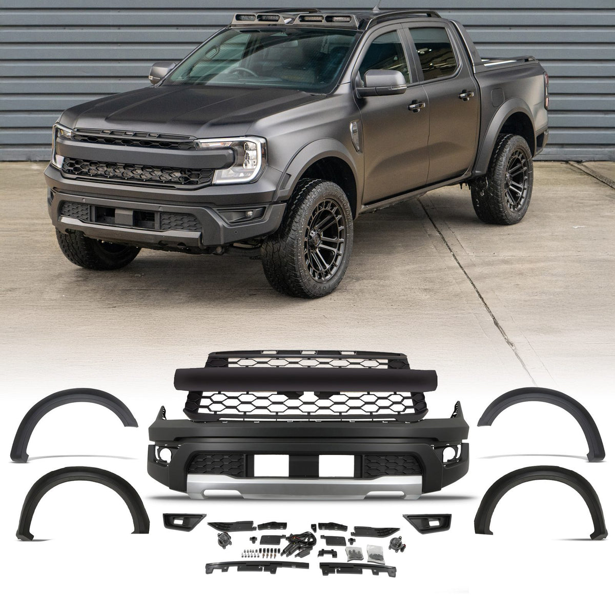 Matte Black Raptor Look Body Kit for Ford Ranger T9 2023+