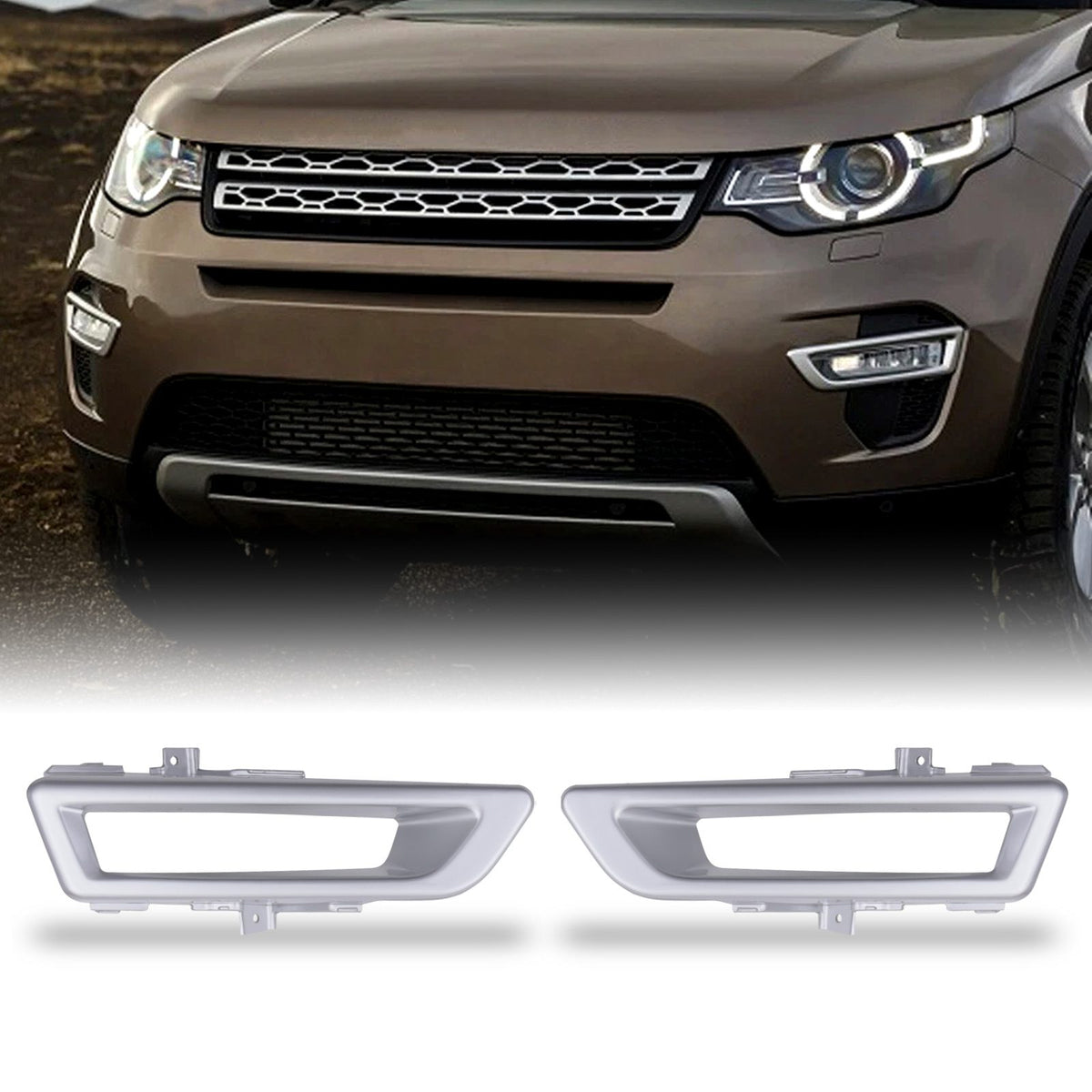 Silver Front Fog Light Covers for Land Rover Discovery Sport 14+