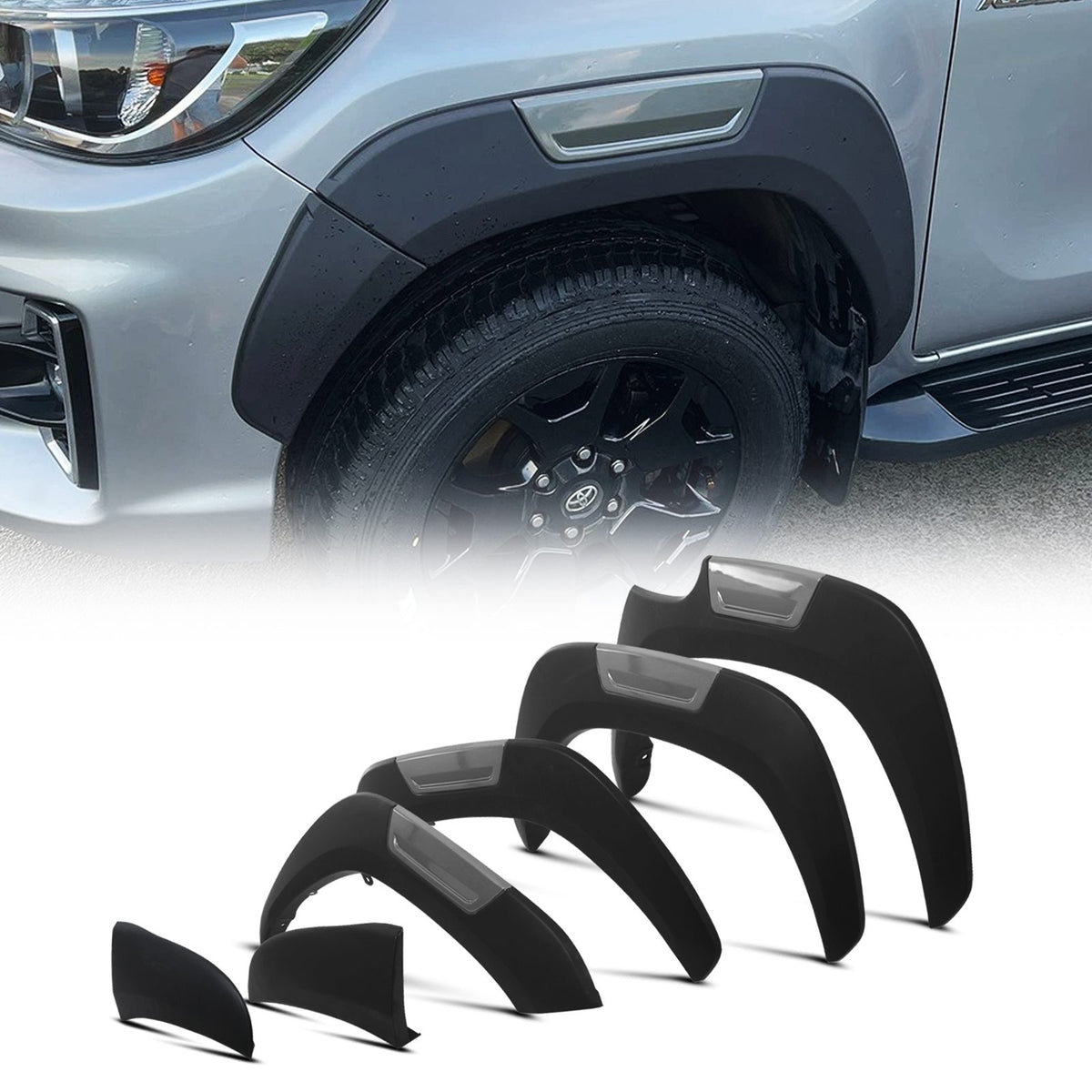 Black GR Style Fender Flare Set for Toyota Hilux Revo 2021-2024