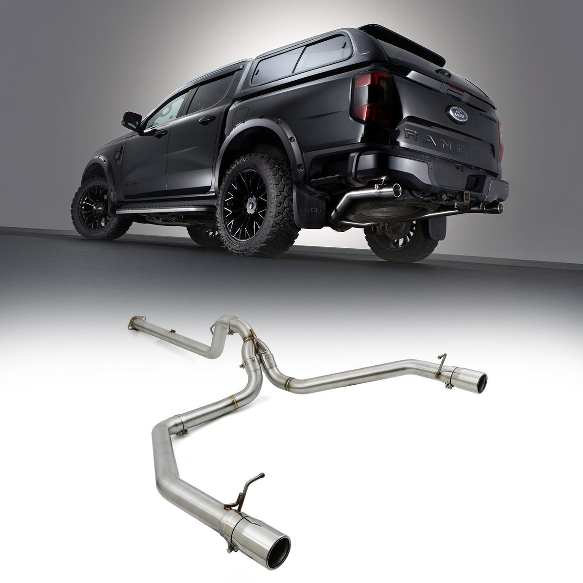 Twin Exit Raptor Style Exhaust Conversion for Ford Ranger T9 2.0 TDCI Bi Turbo 2023+