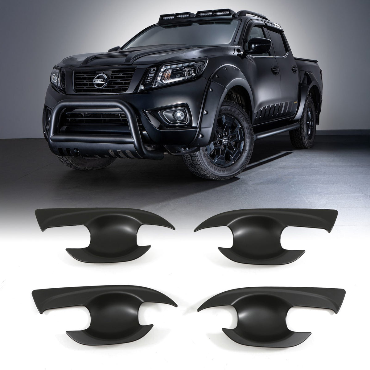 Black Door Handle Inserts for Nissan Navara D23 NP300 2014-2021
