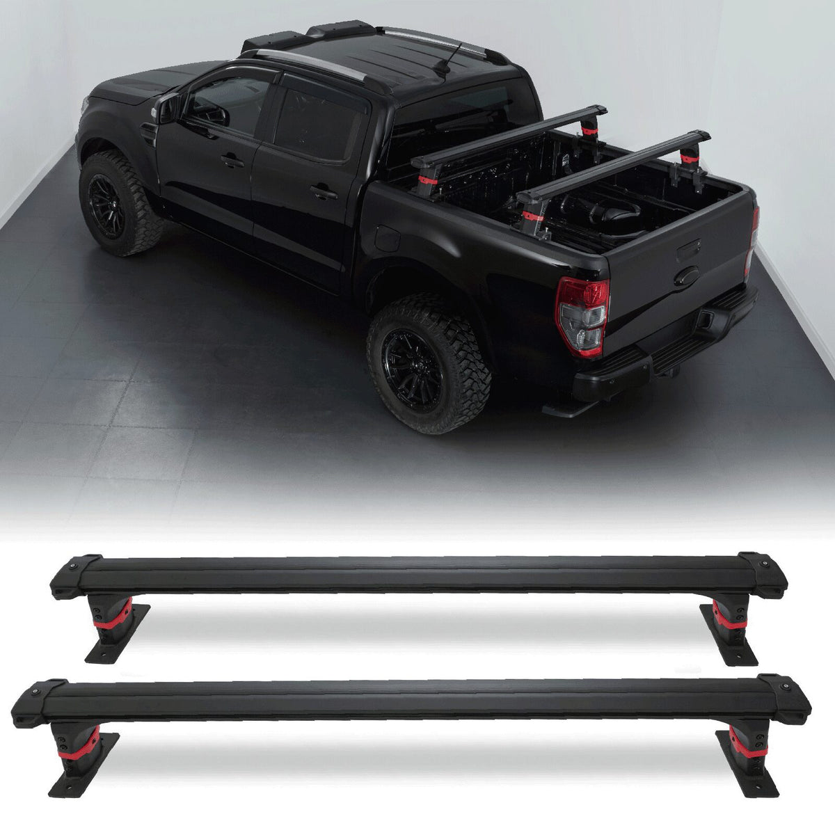 Heavy Duty 200kg Truck Bed Rail Cross Bars for Ford Ranger T6 T7 T8 12-22