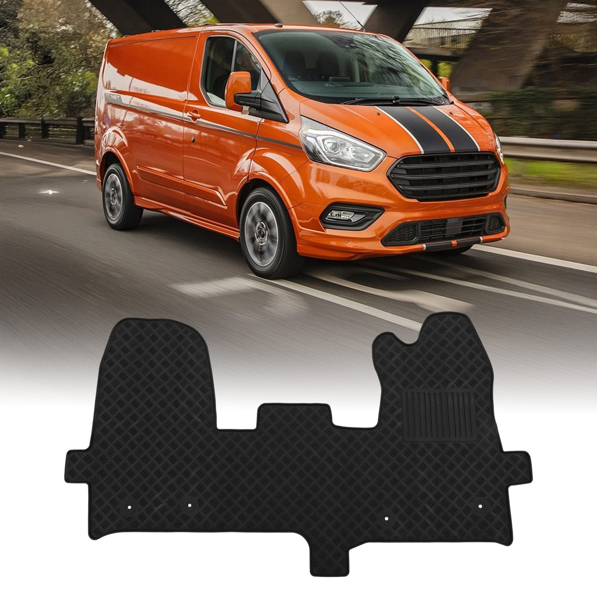 Black Floor Mat Set for Ford Custom Transit Van 2013-2018