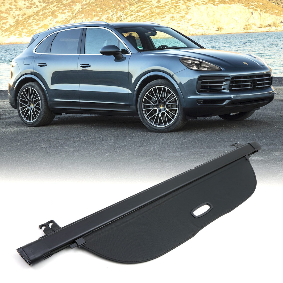Black Retractable Roller Parcel Shelf for Porsche Cayenne MK2 11-18