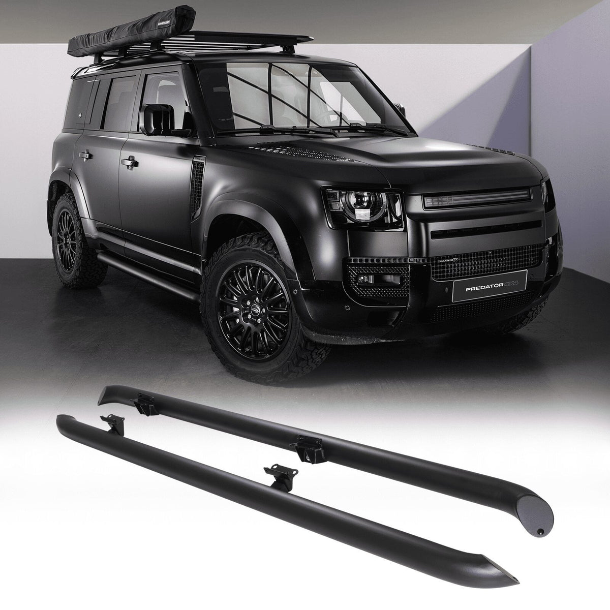Stainless Steel Black Side Bars for Land Rover Defender 110 L663 2020+