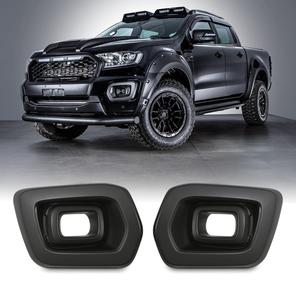 Fog Light Cover Trim Black for Ford Ranger T8 Wildtrak 2019-2022