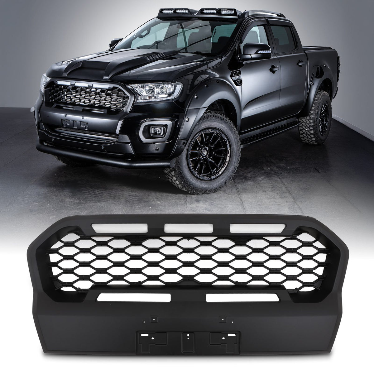 Black Grille With LED Lights for Ford Ranger T8 Wildtrak 19-21