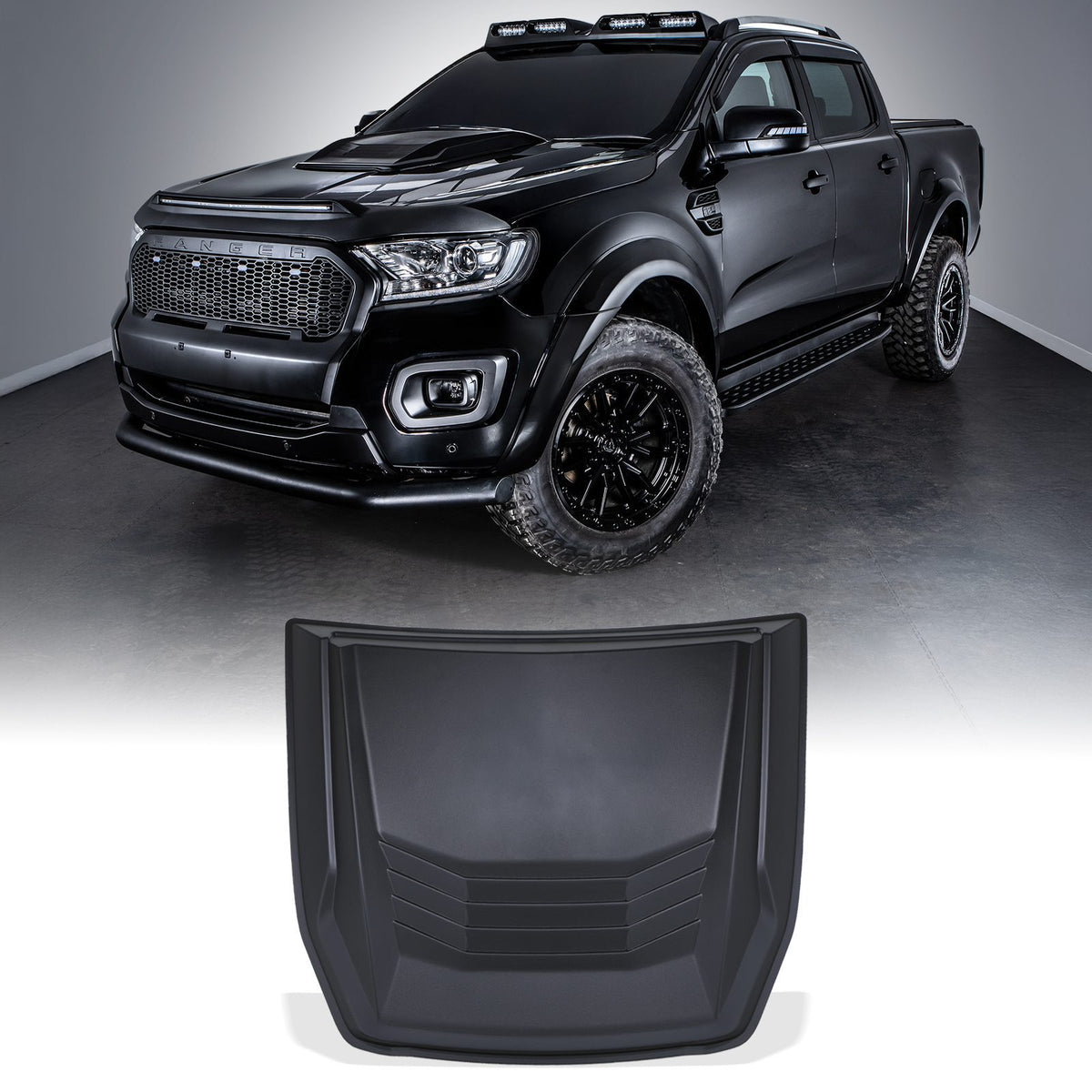 Matte Black Bonnet Scoop for Ford Ranger T6 T7 T8 12-22