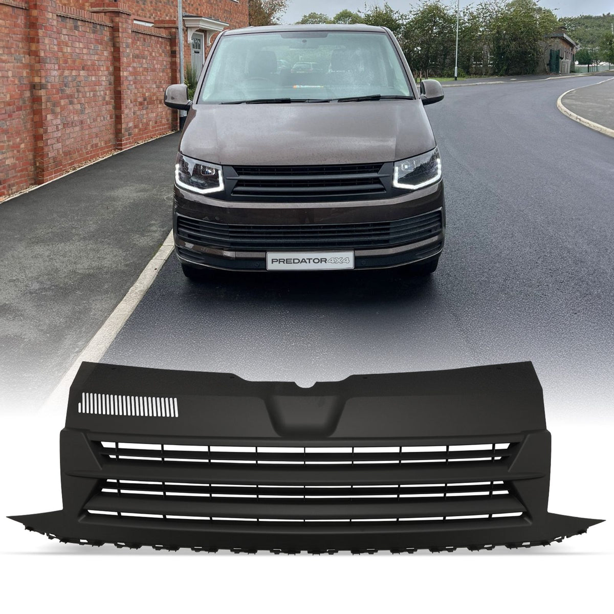Matte Black Badgeless Grille for VW Transporter T6 2016+