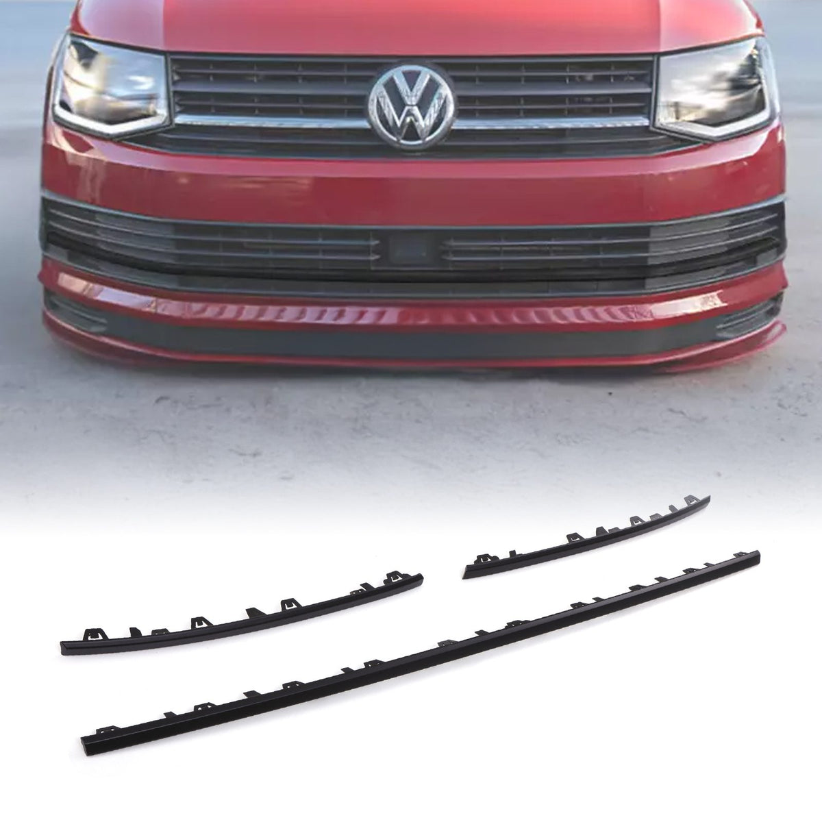 3 Piece Matt Black Front Bumper Grille Trim for VW Transporter T6 16-19