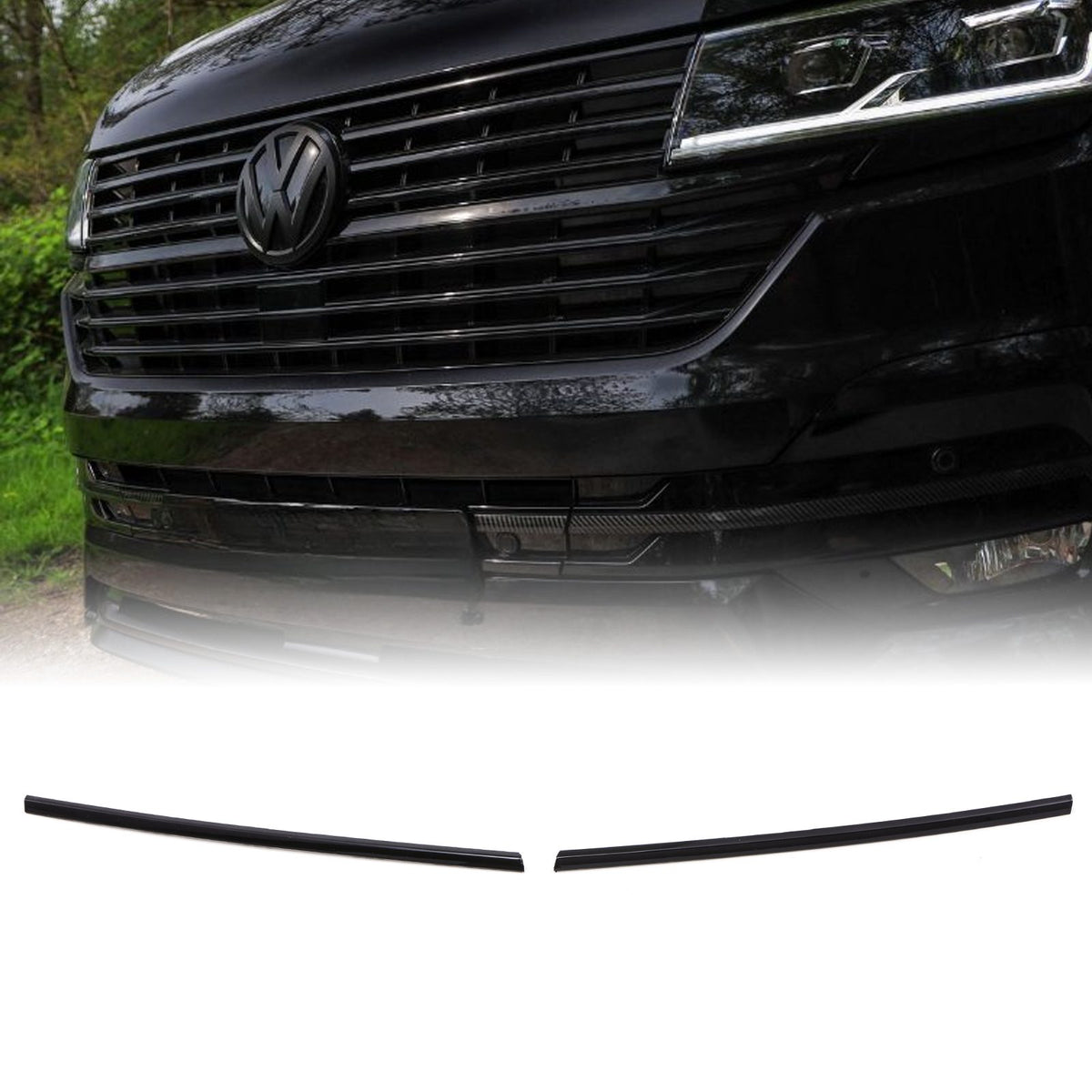 Gloss Black 2 Piece Short Grille Trims for VW Transporter T6.1 19-24