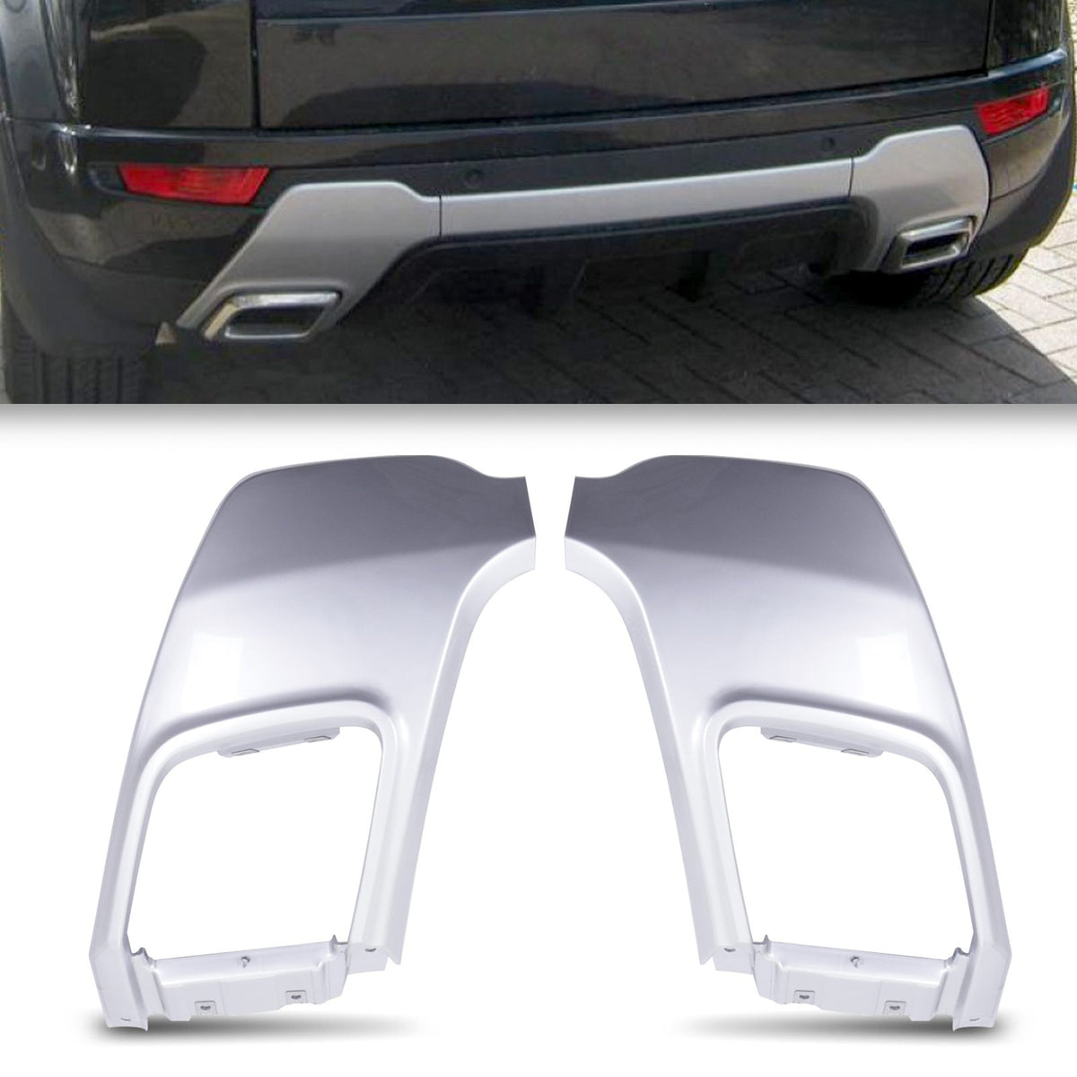 Silver Exhaust Rear Bumper Surrounds for Range Rover Evoque L538 10-17